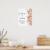 Roze Boho Pampas Gras Bruiloft Feest Welkom Poster (Keuken)