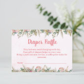 Roze Boho Pampas Gras Luier Raffle Ticket Informatiekaartje (Staand voorkant)