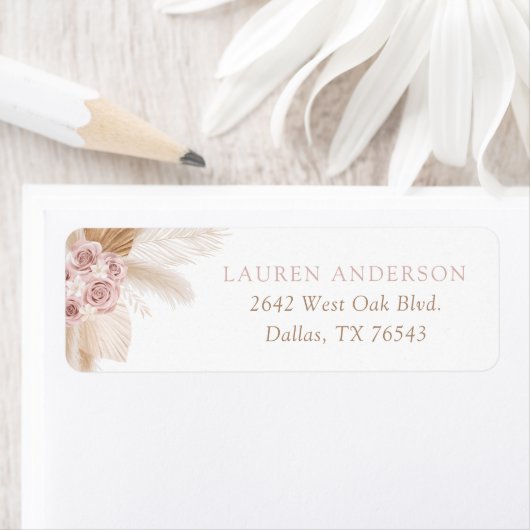 Roze Boho Pampas gras retouradres Etiket (Insitu)