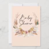 Roze Boho Pampas Grass Baby shower Uitnodiging (Achterkant)