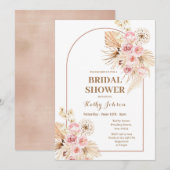 Roze Boho Pampas Grass Bridal Shower Kaart (Voorkant / Achterkant)