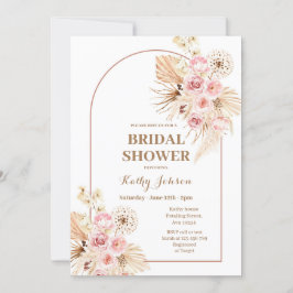 Roze Boho Pampas Grass Bridal Shower Kaart