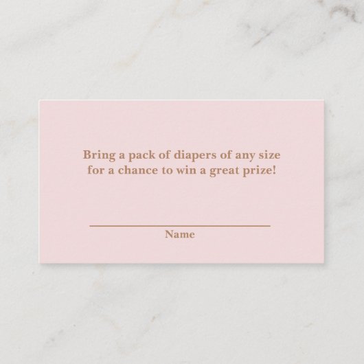 Roze Boho Pampas Grass Diaper Raffle Kaart (Achterkant)