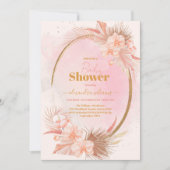 Roze Boho Pampas Grass Girl Baby shower Kaart (Voorkant)