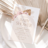 Roze Boho Pampas Grass Girl Baby shower Kaart