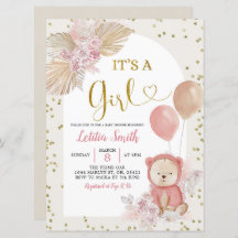 Roze Boho Pampas Grass Girl Baby shower