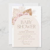 Roze Boho Pampas Grass Girl Baby shower Kaart (Voorkant)