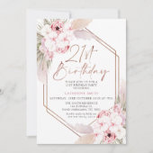 Roze Boho Pampas Grass Sweet 21st Birthday Kaart (Voorkant)