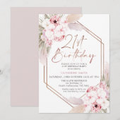 Roze Boho Pampas Grass Sweet 21st Birthday Kaart (Voorkant / Achterkant)