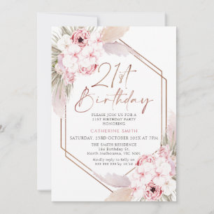 Roze Boho Pampas Grass Sweet 21st Birthday Kaart