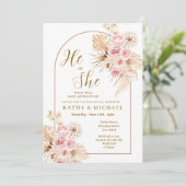 Roze Boho Pampas Kaart (Staand voorkant)