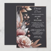 Roze Boho Peony Garden Dusty Roos repetitie diner Kaart (Voorkant / Achterkant)