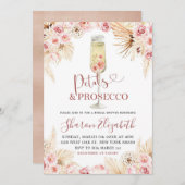 Roze Boho Petals en Prosecco Vrijgezellenfeest The Kaart (Voorkant / Achterkant)