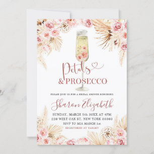 Roze Boho Petals en Prosecco Vrijgezellenfeest The Kaart
