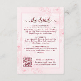 Roze Boho Pioen Trouwdetails QR-code Informatiekaartje