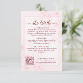 Roze Boho Pioen Trouwdetails QR-code Informatiekaartje (Staand voorkant)