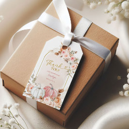 Roze Boho Pompoen Baby Shower Cadeautag Cadeaulabel