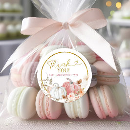 Roze Boho pompoen Baby shower Ronde Sticker