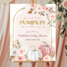 Roze Boho Pompoen Baby Shower Welkom Bord