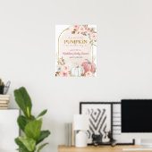 Roze Boho Pompoen Baby Shower Welkom Bord Poster (Thuiskantoor)