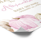 Roze Boho Pompoen Baby shower Welkom Poster (Hoek)