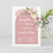 Roze Boho Pumpkin Baby shower Uitnodiging (Staand voorkant)