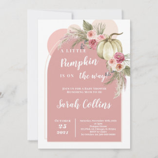 Roze Boho Pumpkin Baby shower Uitnodiging