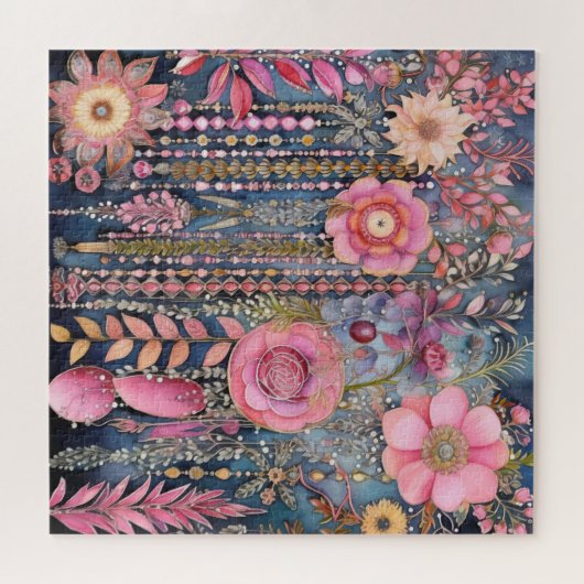 Roze Boho puzzel Legpuzzel (Horizontaal)