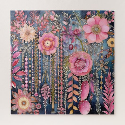 Roze Boho puzzel Legpuzzel (Verticaal)
