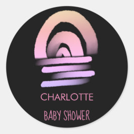 Roze Boho Rainbow Baby Girl Shower Ronde Sticker