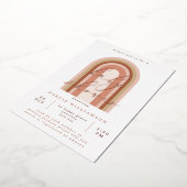 Roze Boho Rainbow Baby shower Roos Gold Folie Uitnodiging (Gedraaid)