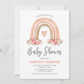 Roze Boho Rainbow Girl Baby shower Kaart (Voorkant)