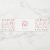 Roze Boho Rainbow Girl Baby shower Waterfles Etiket (Enkel label)