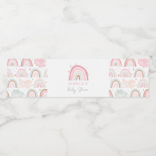 Roze Boho Rainbow Girl Baby shower Waterfles Etiket
