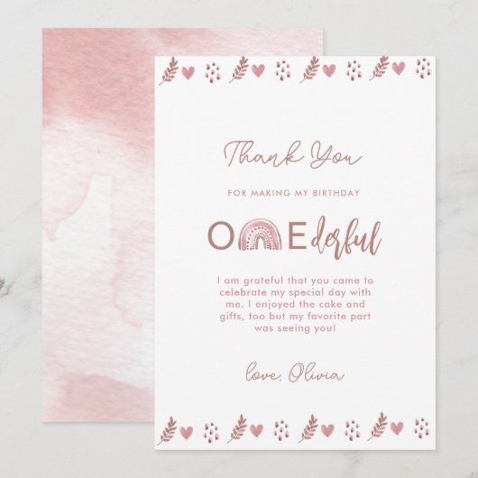 Roze Boho Rainbow is niet erg nederig Bedankkaart (Voorkant / Achterkant)