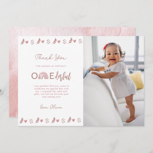 Roze Boho Rainbow is niet erg nederig Bedankkaart (Voorkant / Achterkant)