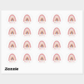 Roze Boho Rainbow met persoonlijke naam Ronde Sticker (Vel)
