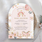 Roze Boho Rainbow Winter Arch Baby shower Kaart