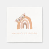 Roze Boho Regenboog Pampas Gras Verjaardagsfeest Servet (Voorkant)