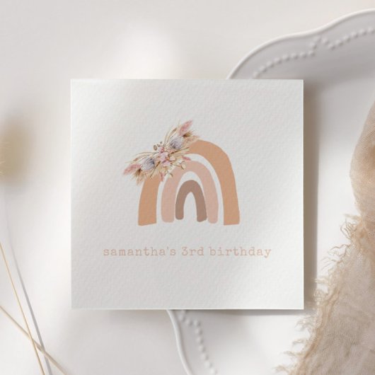 Roze Boho Regenboog Pampas Gras Verjaardagsfeest Servet