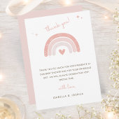 Roze Boho Regenboog Waterverf Star Meisje Baby sho Bedankkaart