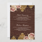 Roze Boho Roos islamitisch motief hout moslim brui Kaart (Achterkant)