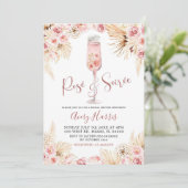 Roze Boho Roos Soiree Bridal Shower Invitation Kaart (Staand voorkant)