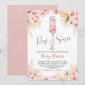 Roze Boho Roos Soiree Bridal Shower Invitation Kaart (Voorkant / Achterkant)