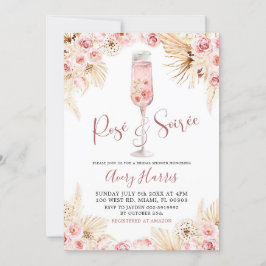 Roze Boho Roos Soiree Bridal Shower Invitation Kaart