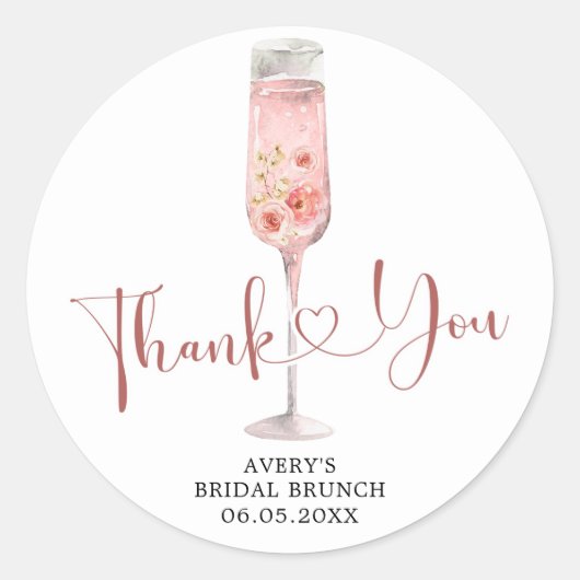 Roze Boho Roos Soiree Dankjewel Sticker (Voorkant)