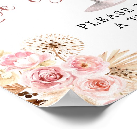 Roze Boho Roos Soiree Liefde is Lief Teken Poster (Hoek)