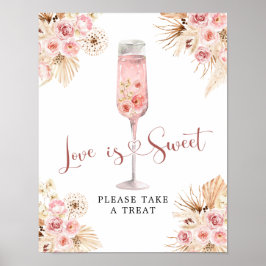 Roze Boho Roos Soiree Liefde is Lief Teken Poster