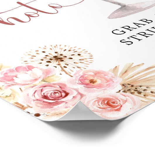 Roze Boho Roos Soiree Photobooth teken Poster (Hoek)