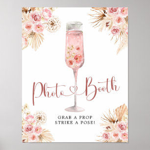 Roze Boho Roos Soiree Photobooth teken Poster